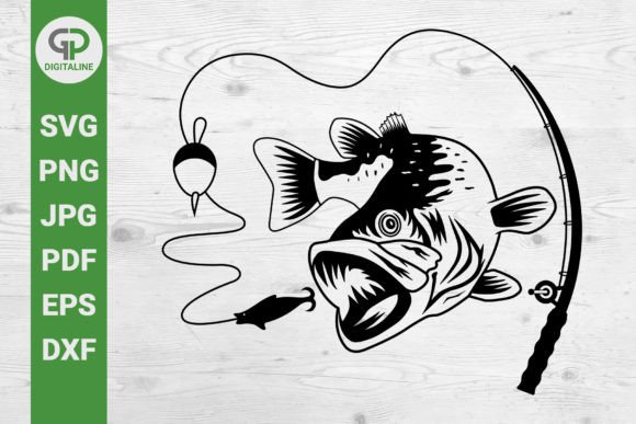 Bass Fish SVG Fishing Rod SVG: Bold Graphics for Creators