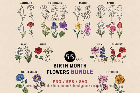 Birth Month Flower Vector-Bundle: Design Assets for Every Project