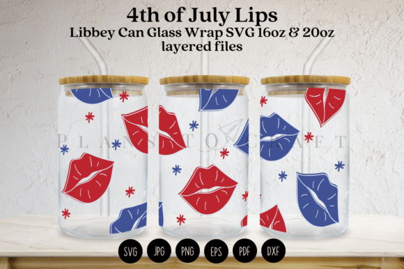 Celebrate with Style: 4th of July Lips Libbey Can Glass Wrap
