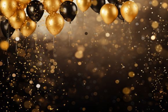 Celebration Black and Gold Balloons: A Modern Design Asset
