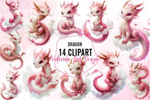 Charming Pink Baby Dragon Sublimation Clipart for Creative Projects