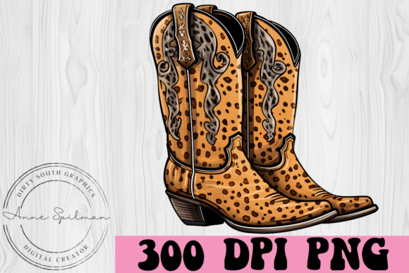 Cheetah Leopard Cowgirl Boots Clipart: High-Impact Design Asset