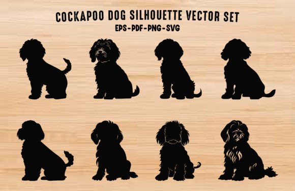 Cockapoo Dogs Black Silhouettes Bundle: Design Assets