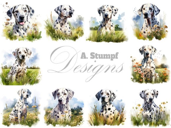 Dalmatian Dog Watercolor Clipart Bundle for Modern Design