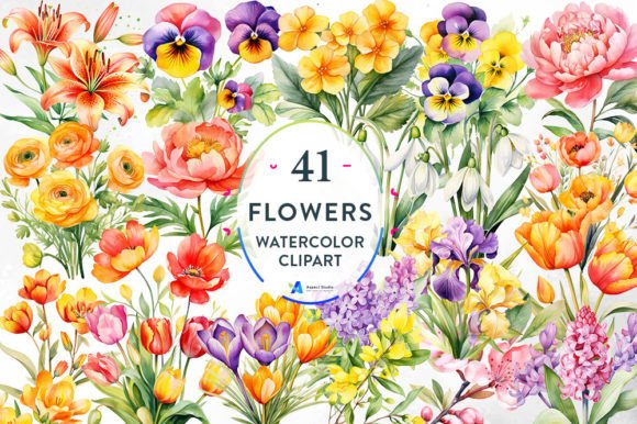 Watercolor Flowers Clipart Bundle: A Designer's Botanical Toolkit